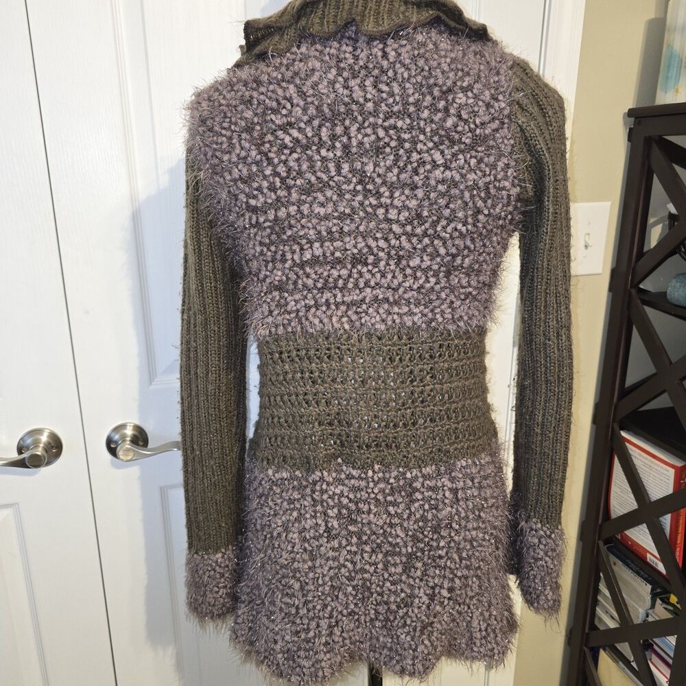 Womens Sloni Mohair Wool Sweater Cardigan Dark Academia Whimsigoth L Collard - Picture 7 of 12